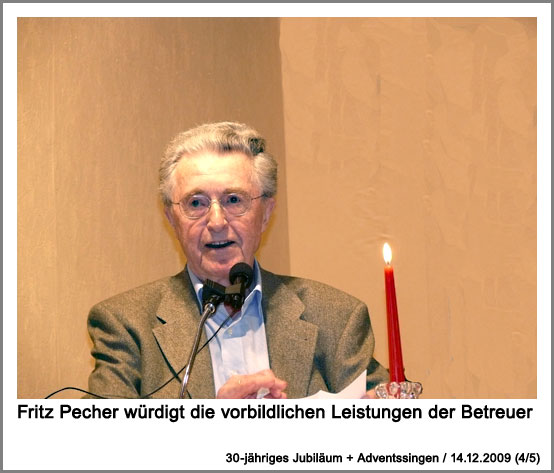 Fritz Pecher würdigt die vorbildlichen  Leistungen der Betreuer